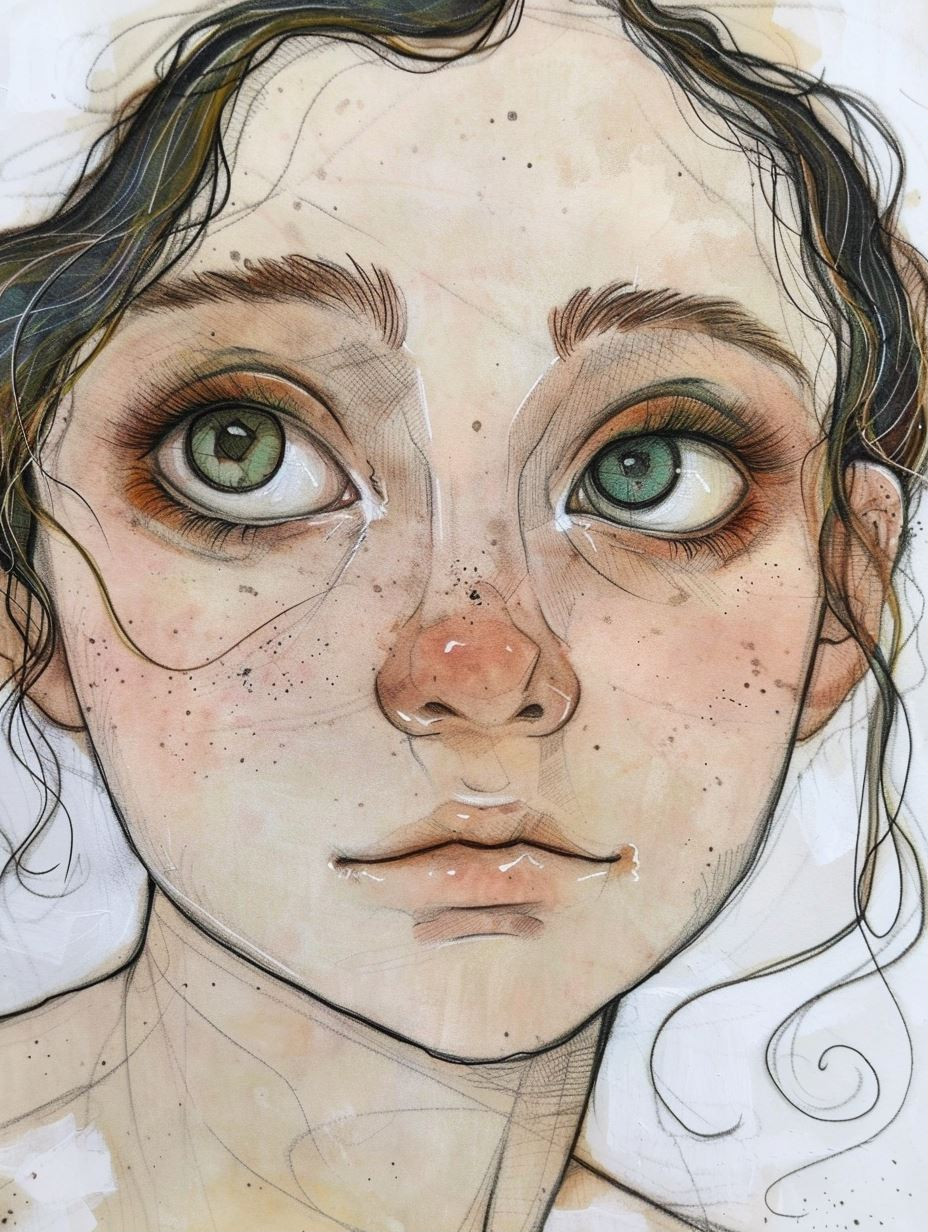 Ethereal Gazes in Watercolor - Image 1
