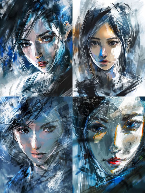 Ethereal Blue Digital Portraits