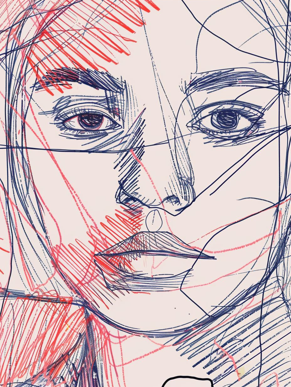 Abstract Crimson Linear Portrait - Image 3