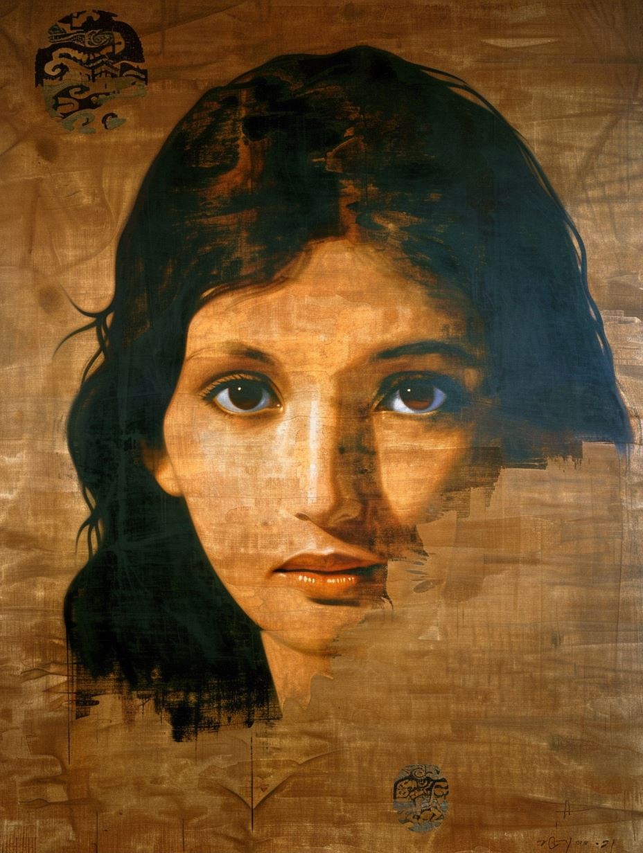 Ethereal Gaze in Ochre Tones - Image 1