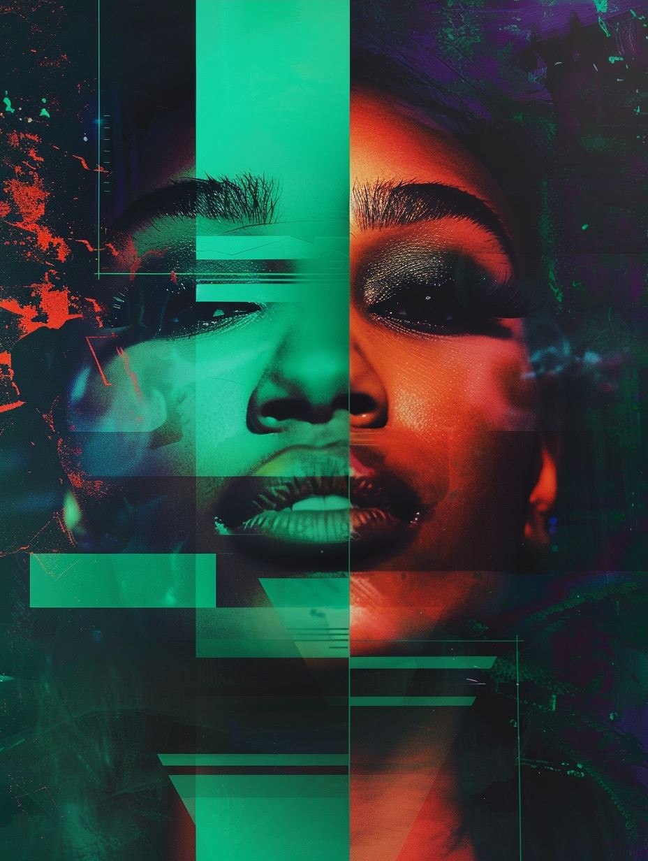 Neon Fragmented Portrait Study - Image 3