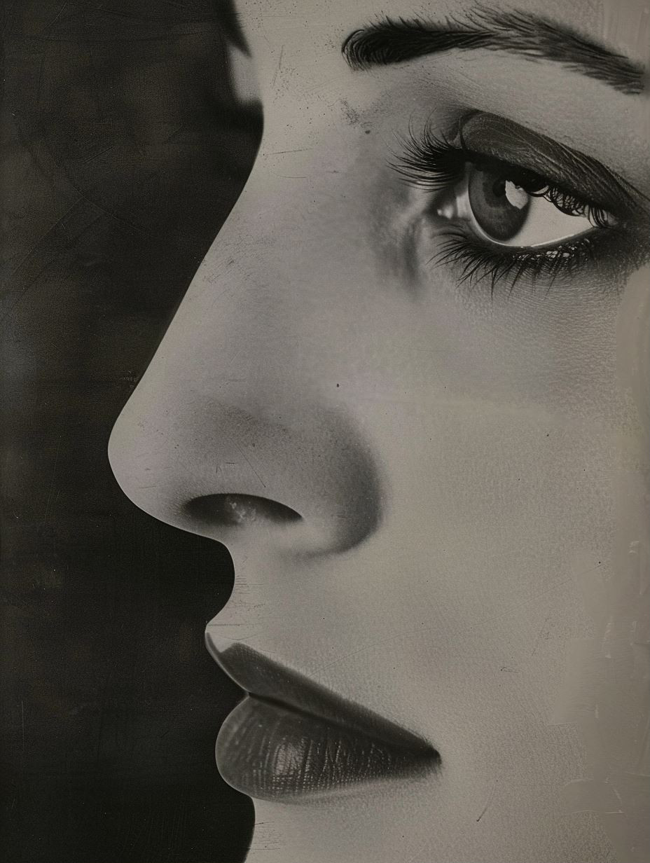 Noir Elegance Close Up Portrait
