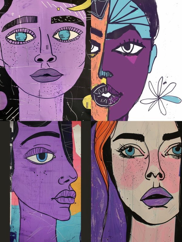 Abstract Purple Portrait Study