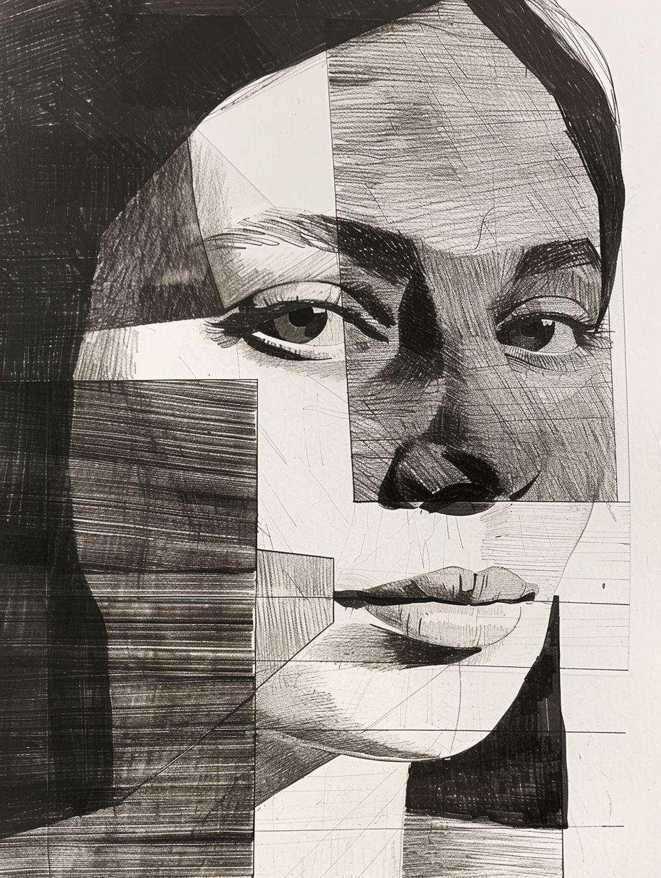 Fragmented Monochromatic Portrait Study - Image 2