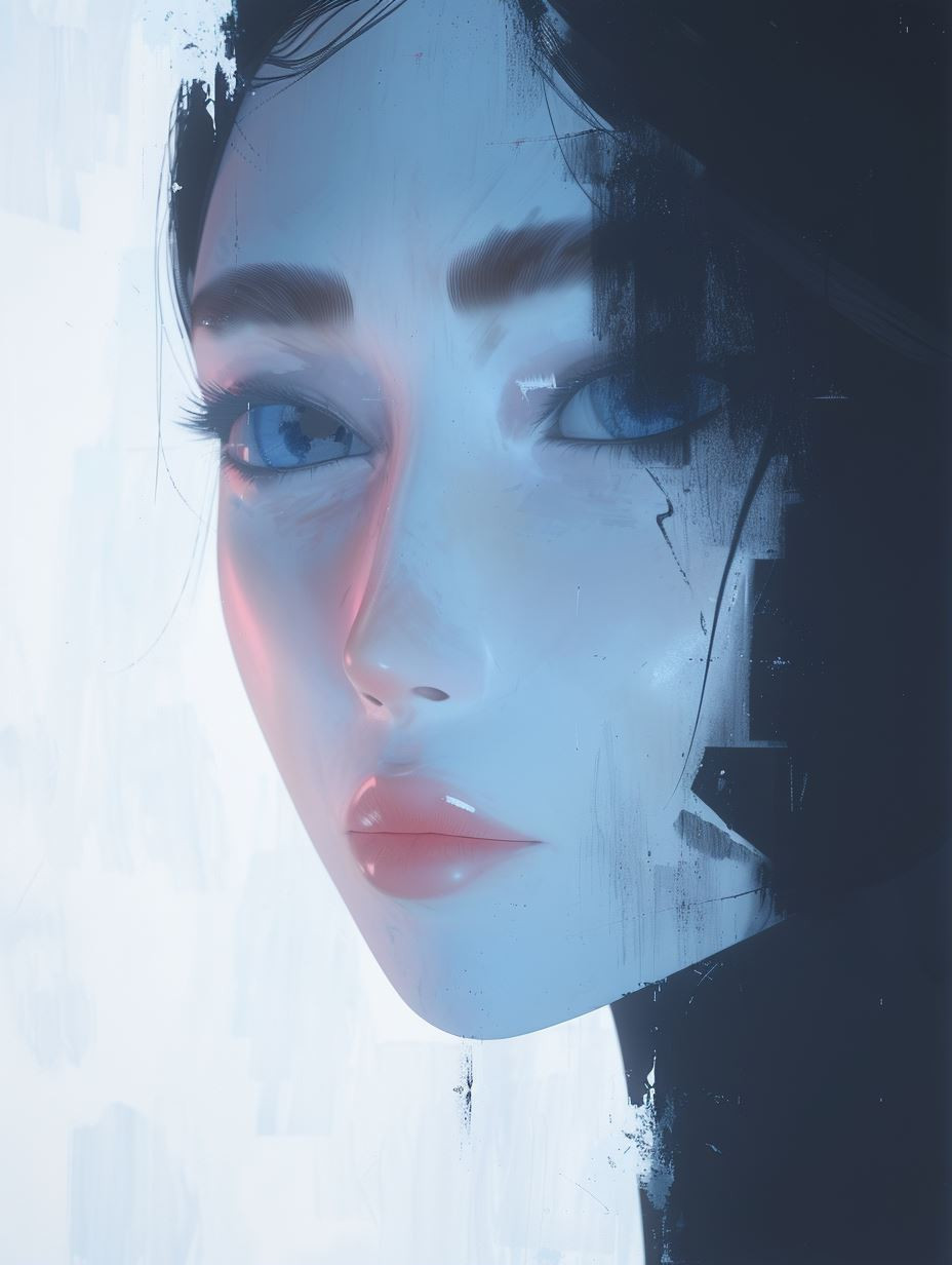 Ethereal Digital Portraits of Stylized Cyan Eyes - Image 1