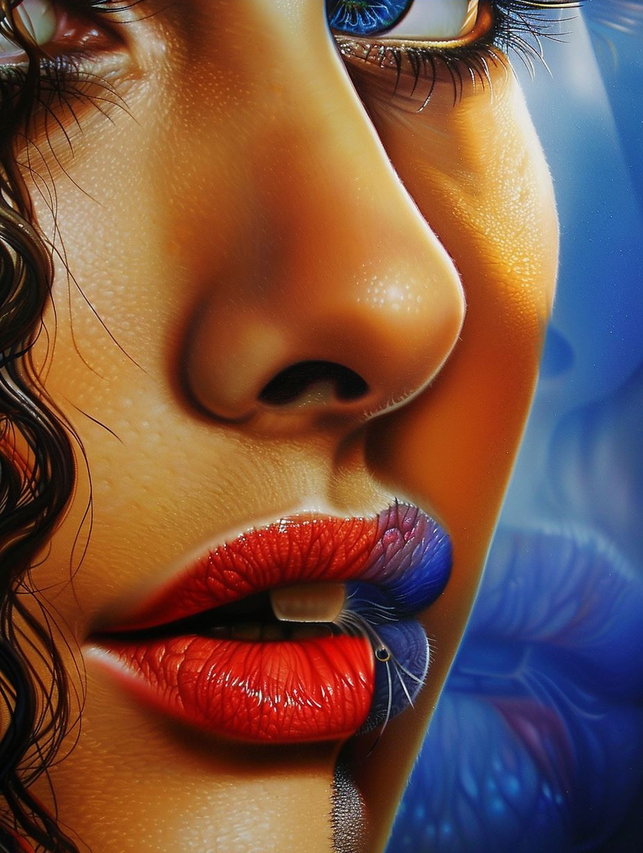 Ethereal Gazes in Blue and Gold - Image 3