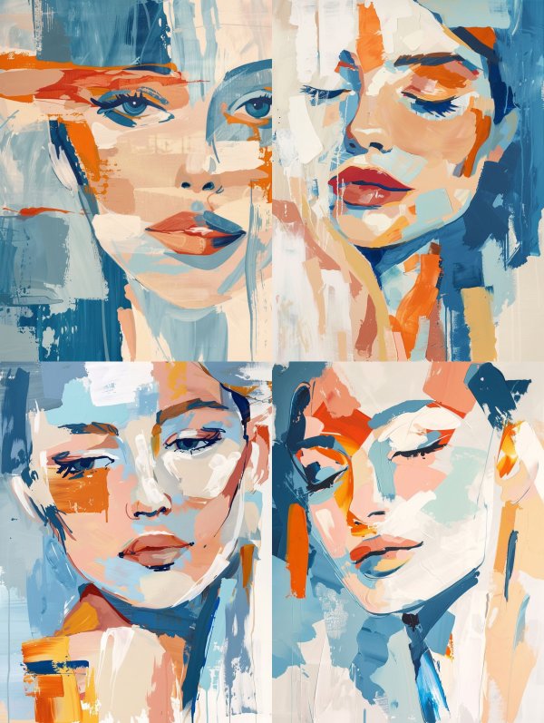 Azure Dreams: Abstract Female Portraits
