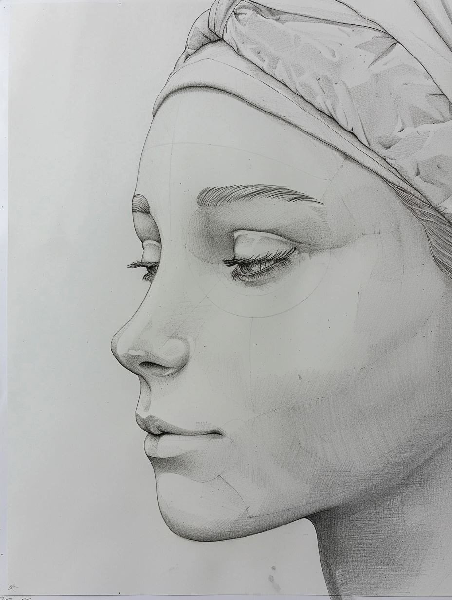 Serene Graphite Portrait Study - Image 1