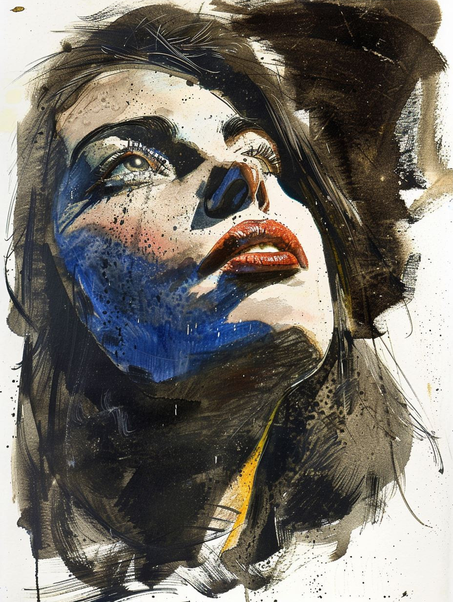 Noir Ink Portrait of Solitude - Image 3