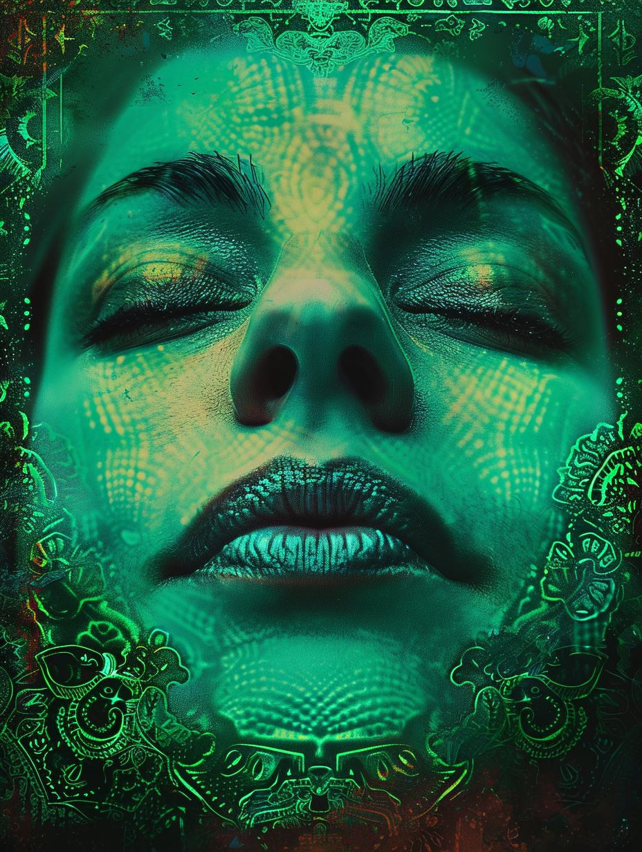 Emerald Mysticism Floral Portrait - Image 3