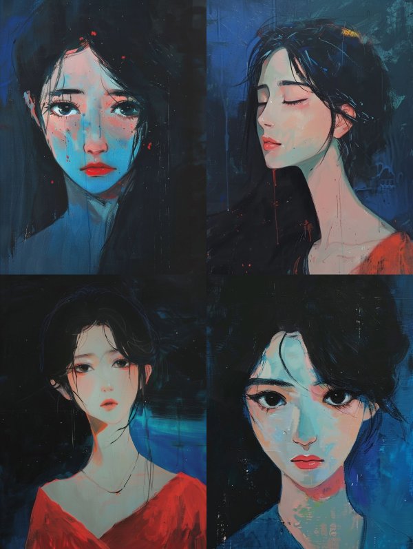 Melancholy Blue Digital Portrait