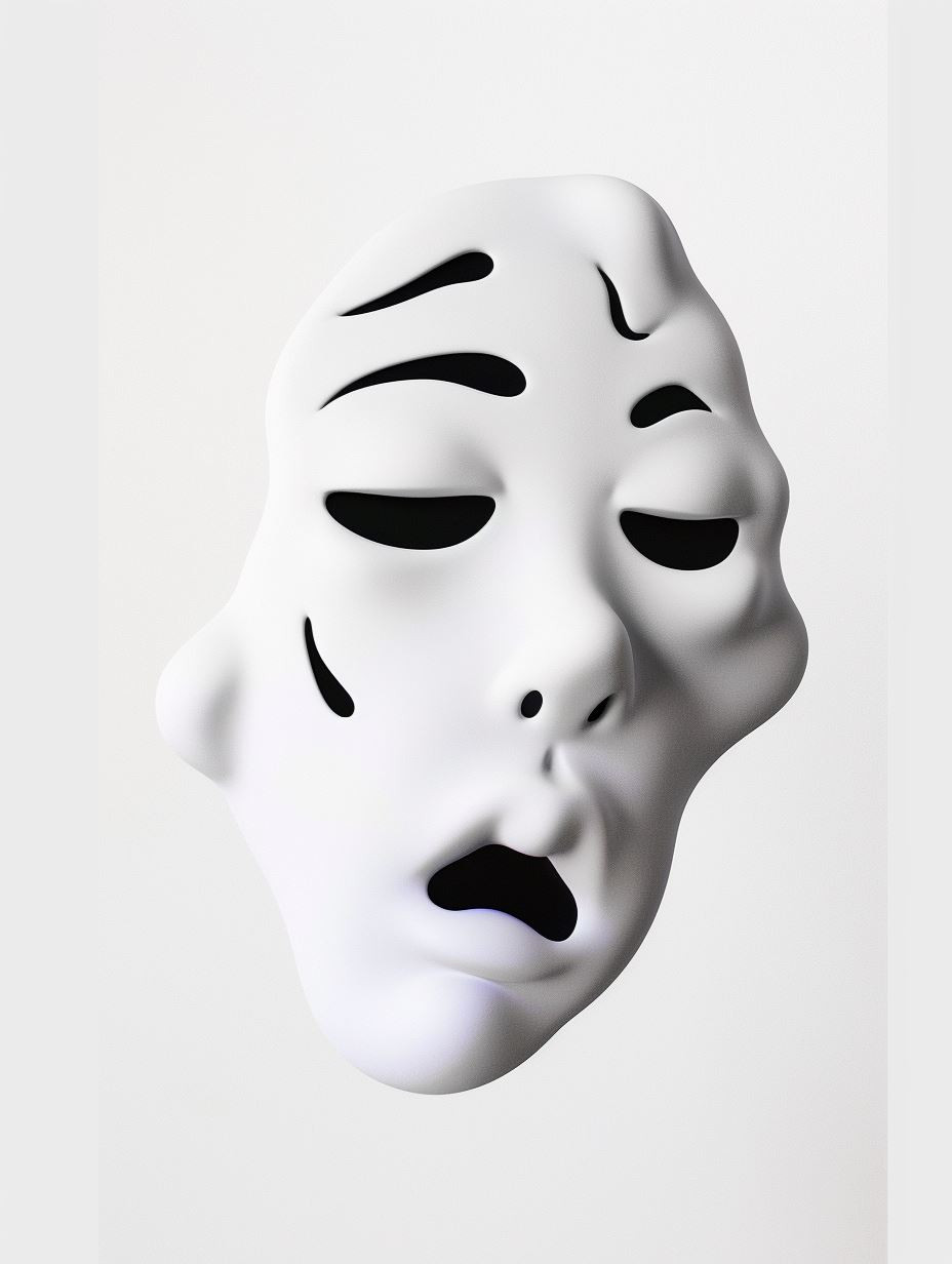 Surrealist Monochrome Facial Sculptures - Image 2