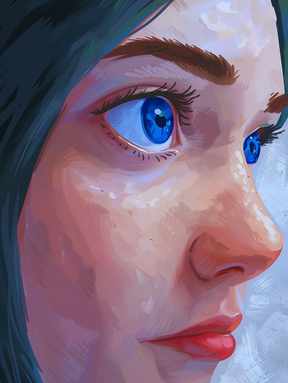 Luminous Gaze in Digital Oil - Image 1