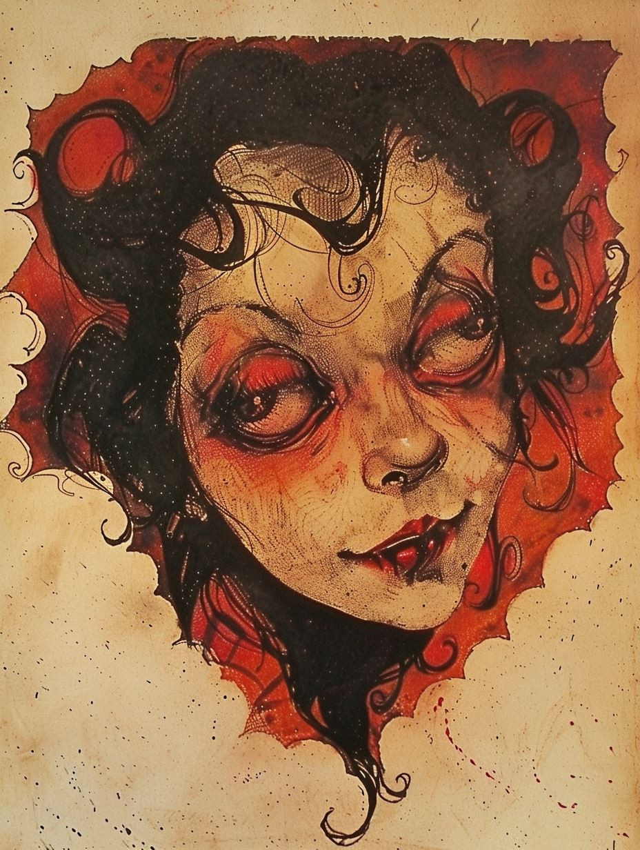 Vintage Gothic Ink Portrait - Image 3