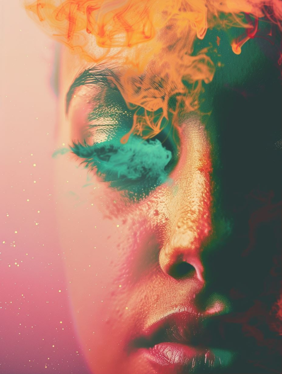 Ethereal Neon Smoke Portrait