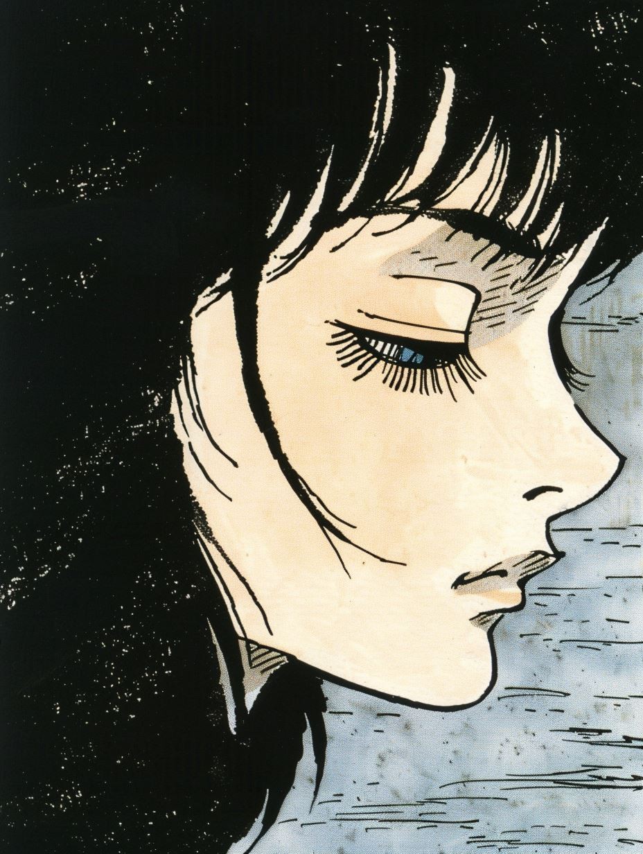 Vintage Manga Ink Portrait - Image 3