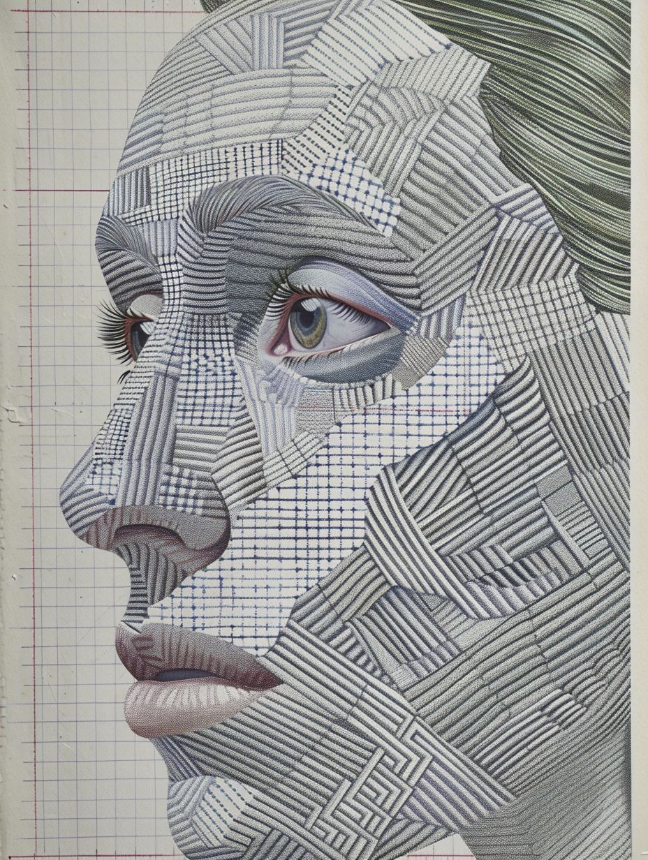 Intricate Geometric Mask Portrait - Image 3