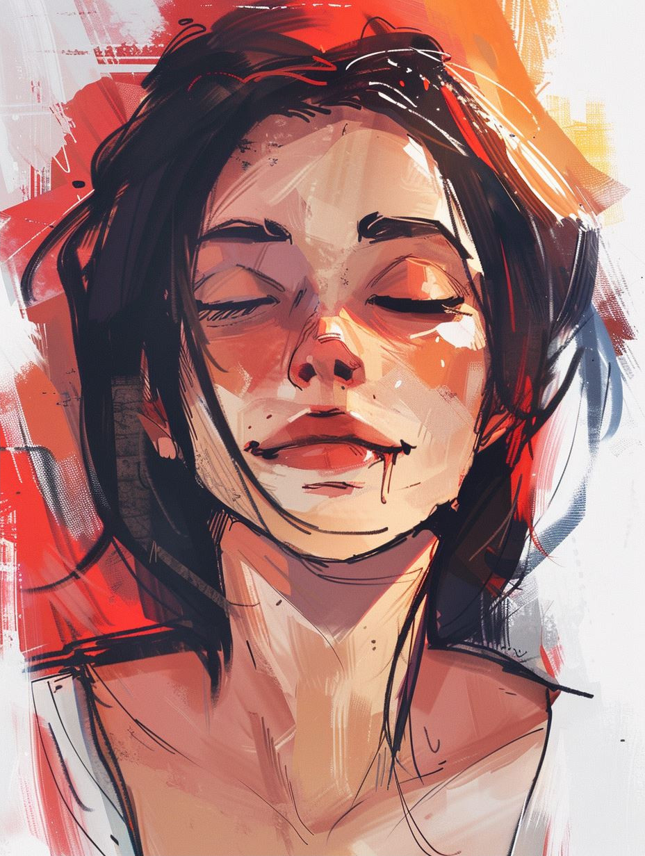 Abstract Crimson Gaze Portrait - Image 2