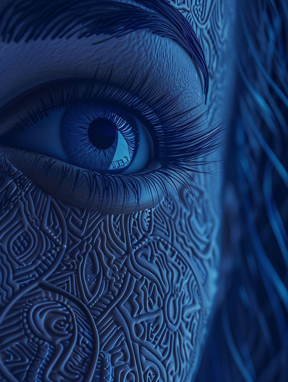 Ethereal Blue Sculpted Portraits - Image 2