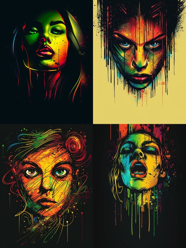 Neon Drip Psychedelic Portraits