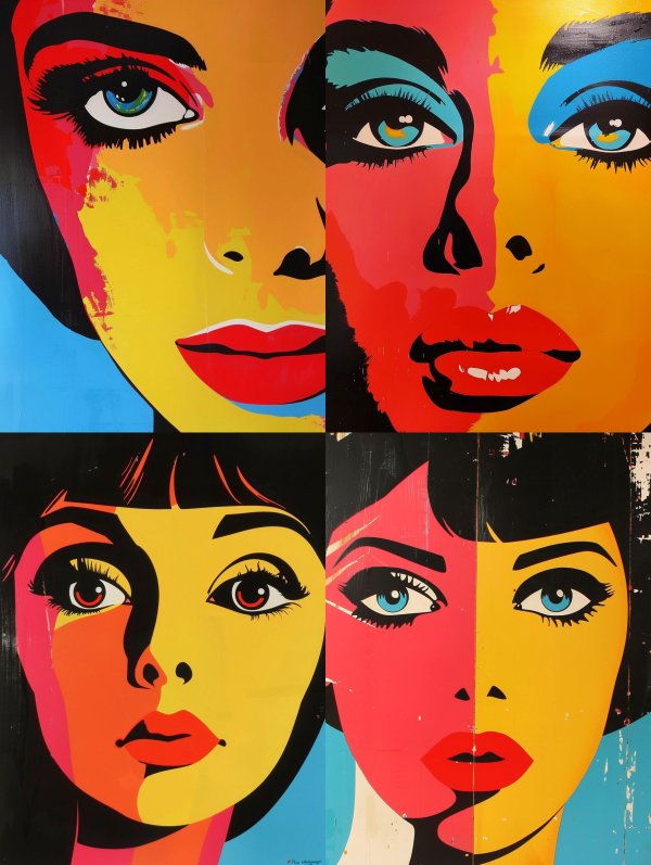 Vibrant Pop Art Quad Portrait