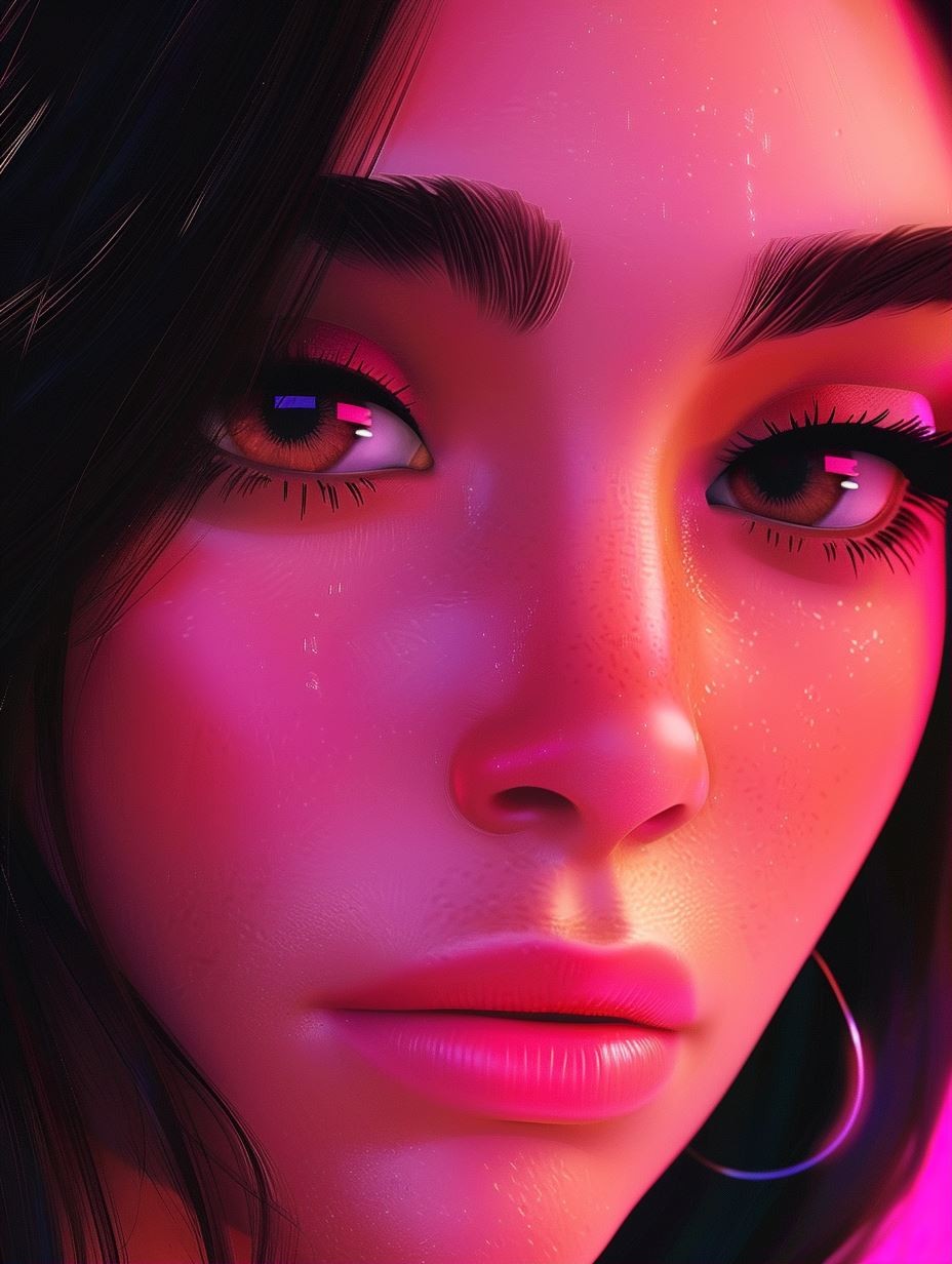 Neon Glow Cyberpunk Portrait