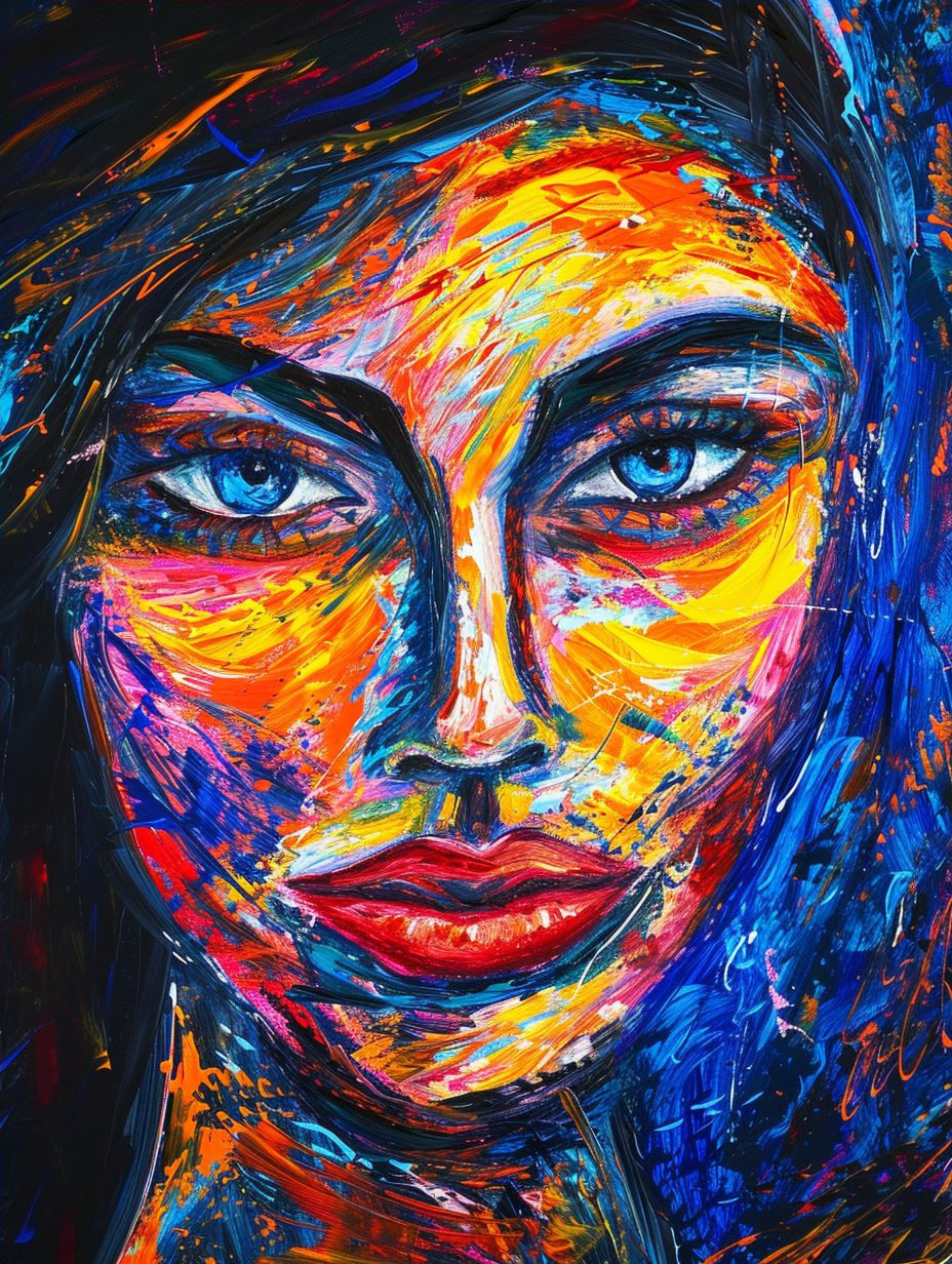 Vibrant Impasto Emotional Portrait - Image 4