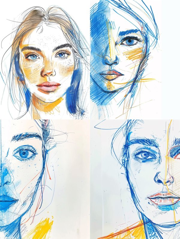 Ethereal Sketch of Azure Gaze