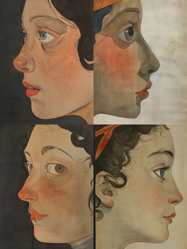 Melancholic Vintage Illustration Portrait