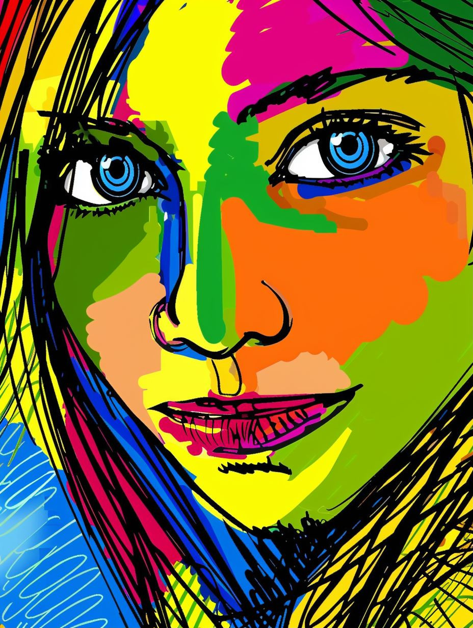 Neon Prism Portrait Art - Image 1