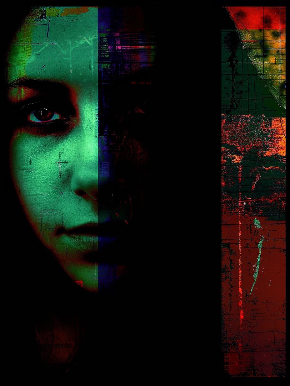 Fragmented Gaze in Neon Rust - Image 3