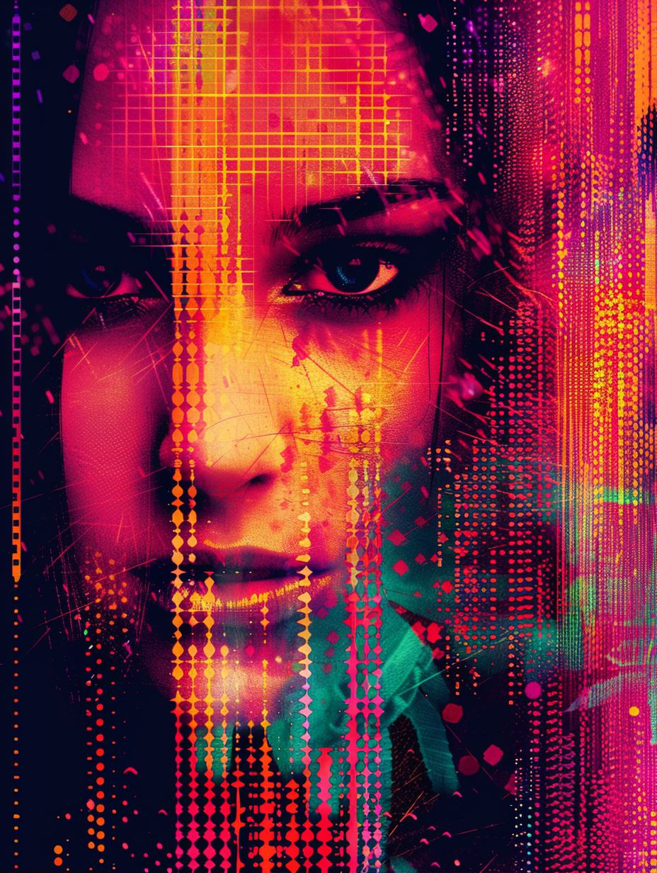 Neon Glitch Digital Portraiture - Image 1
