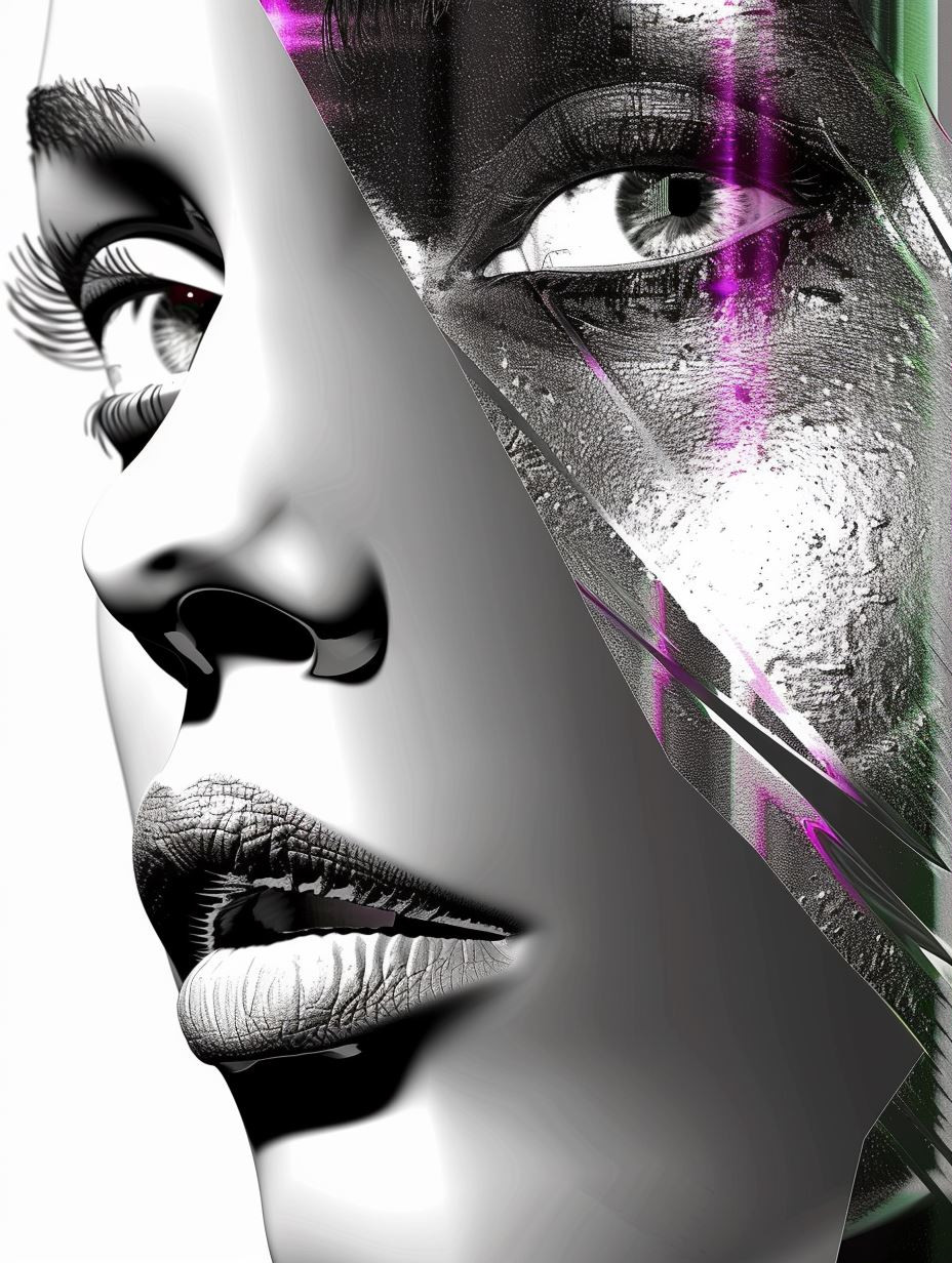 Fragmented Chrome Cybernetic Portrait - Image 1
