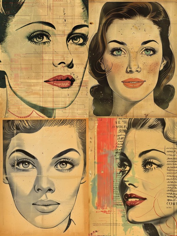 Vintage Pop Art Women Collage