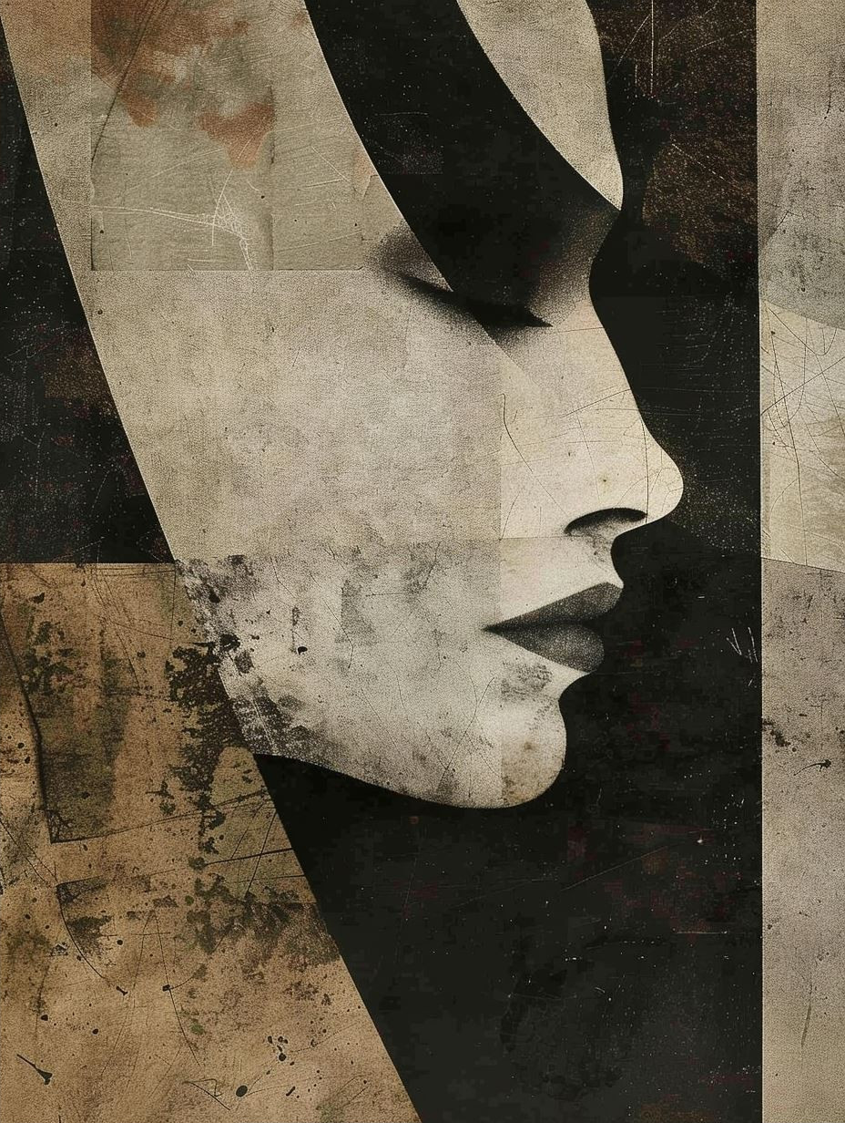 Fragmented Noir Vintage Portrait - Image 2
