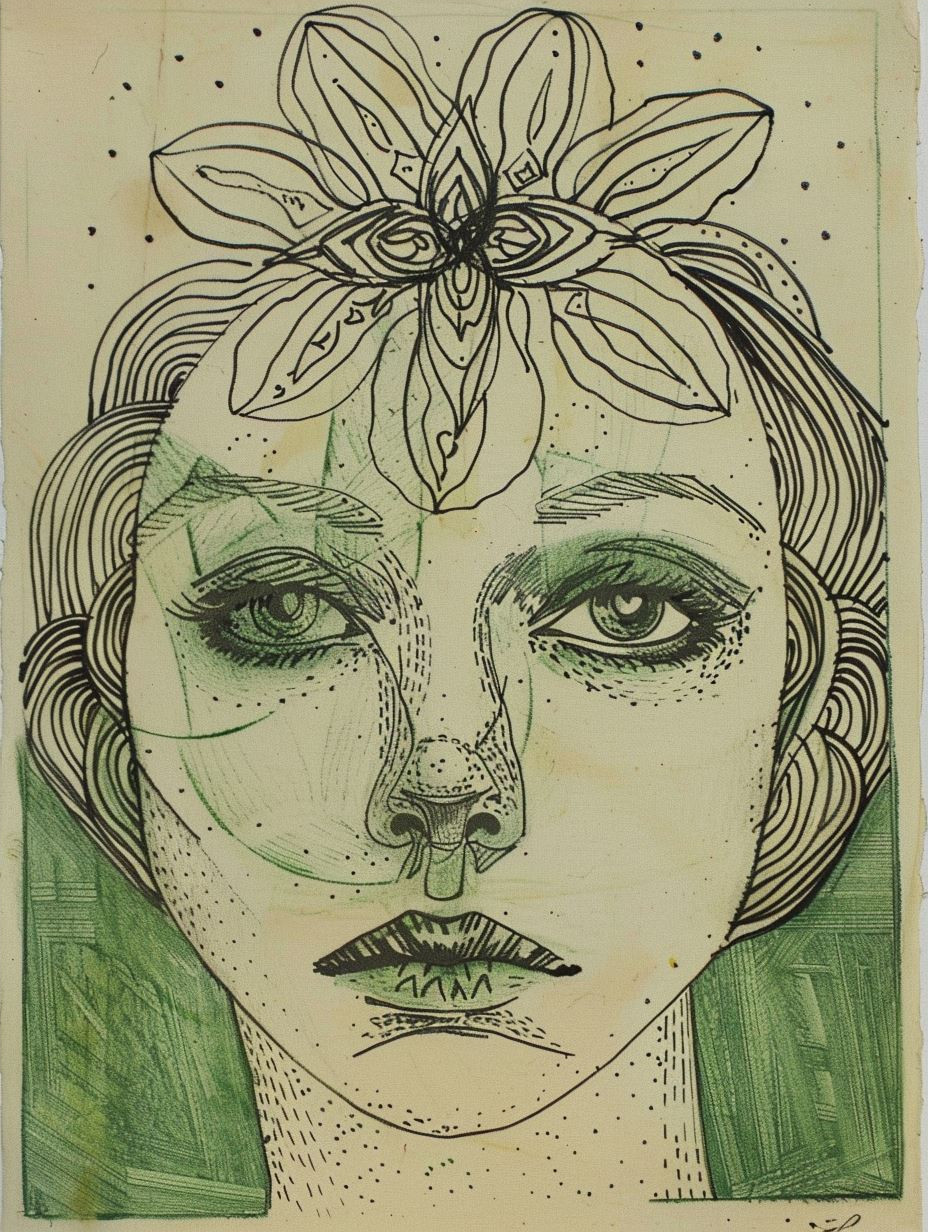 Ethereal Teal Ink Portrait - Image 4