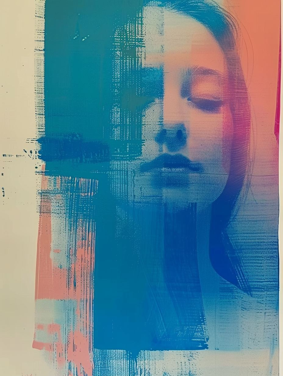 Ethereal Blue Glitch Portraits - Image 1