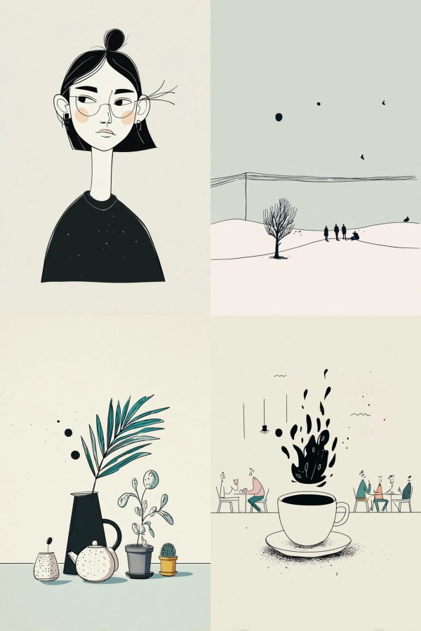Minimalist Moments in Ink and Hue