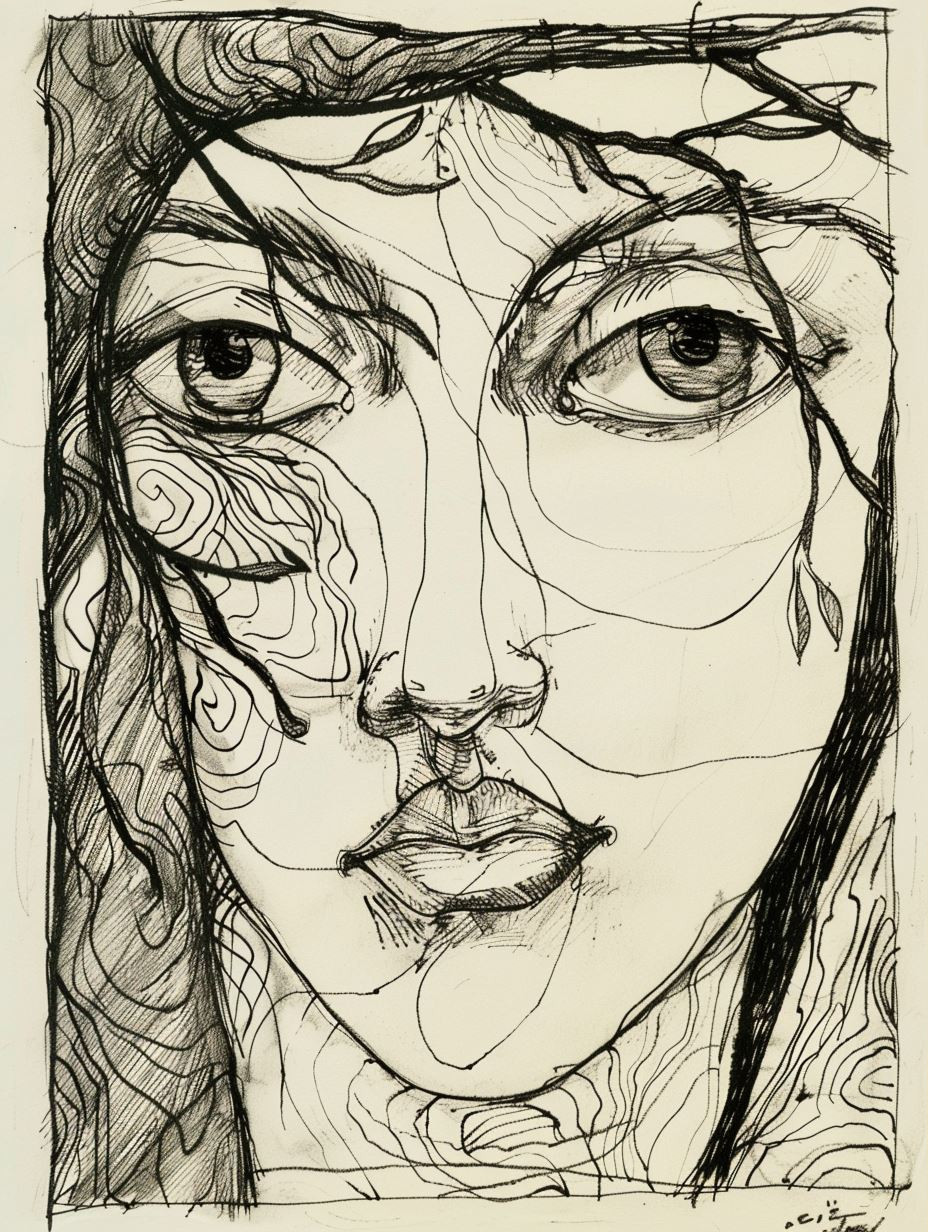 Abstract Ink Portrait Study - Image 3