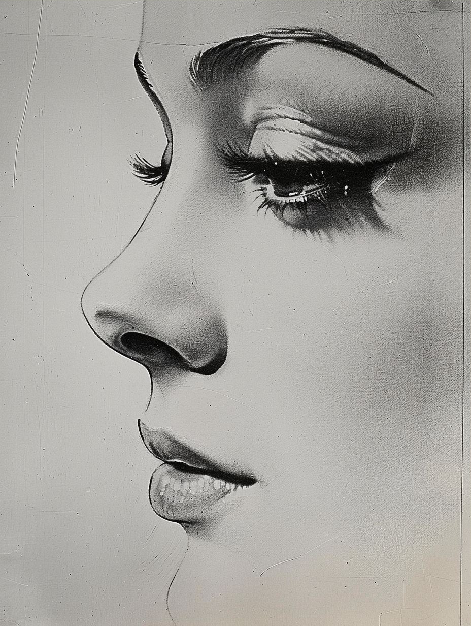 Gaze of Elegance: Charcoal Portrait Study - Image 3