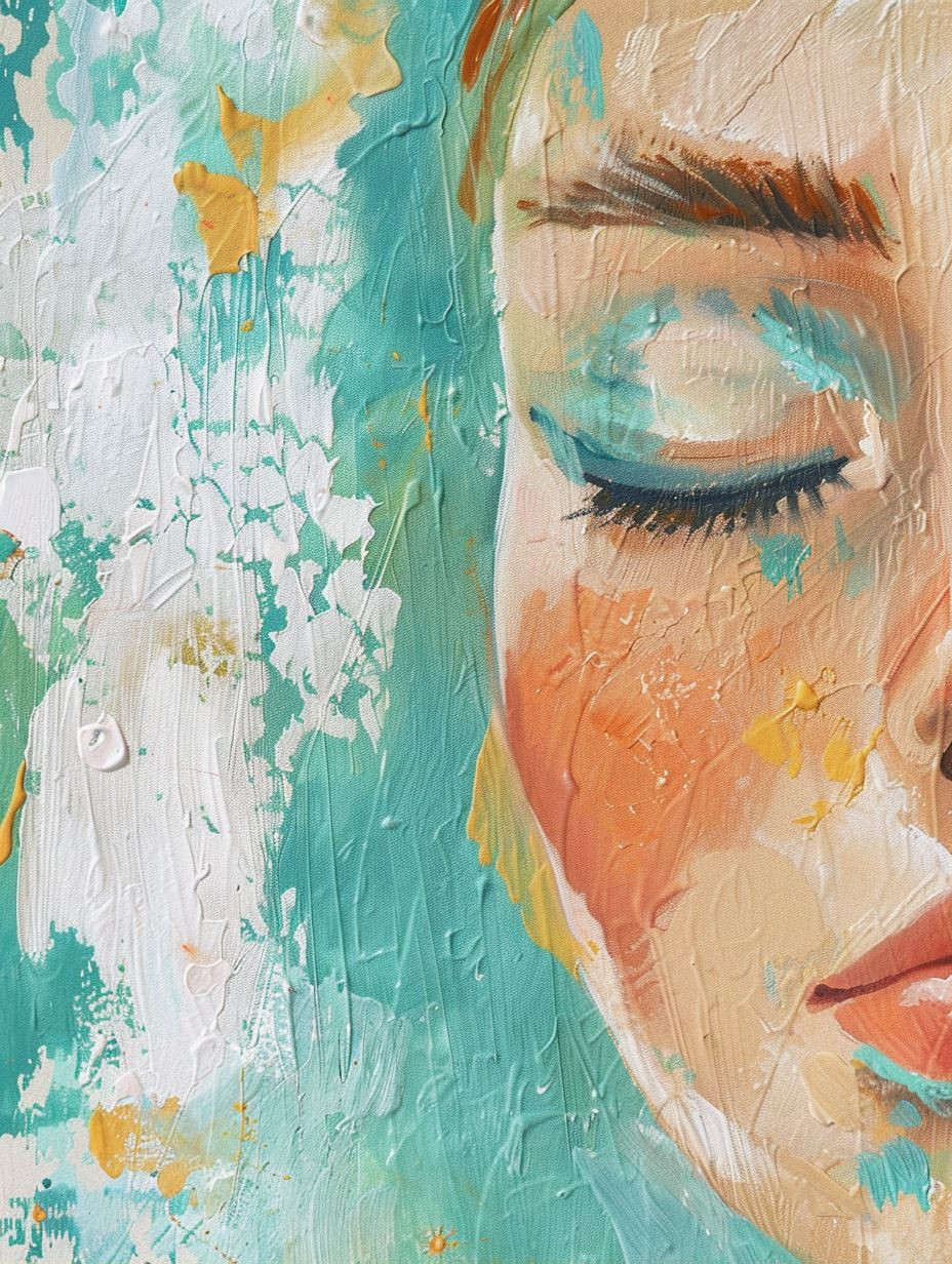 Dual Perspectives in Teal and Peach - Image 1