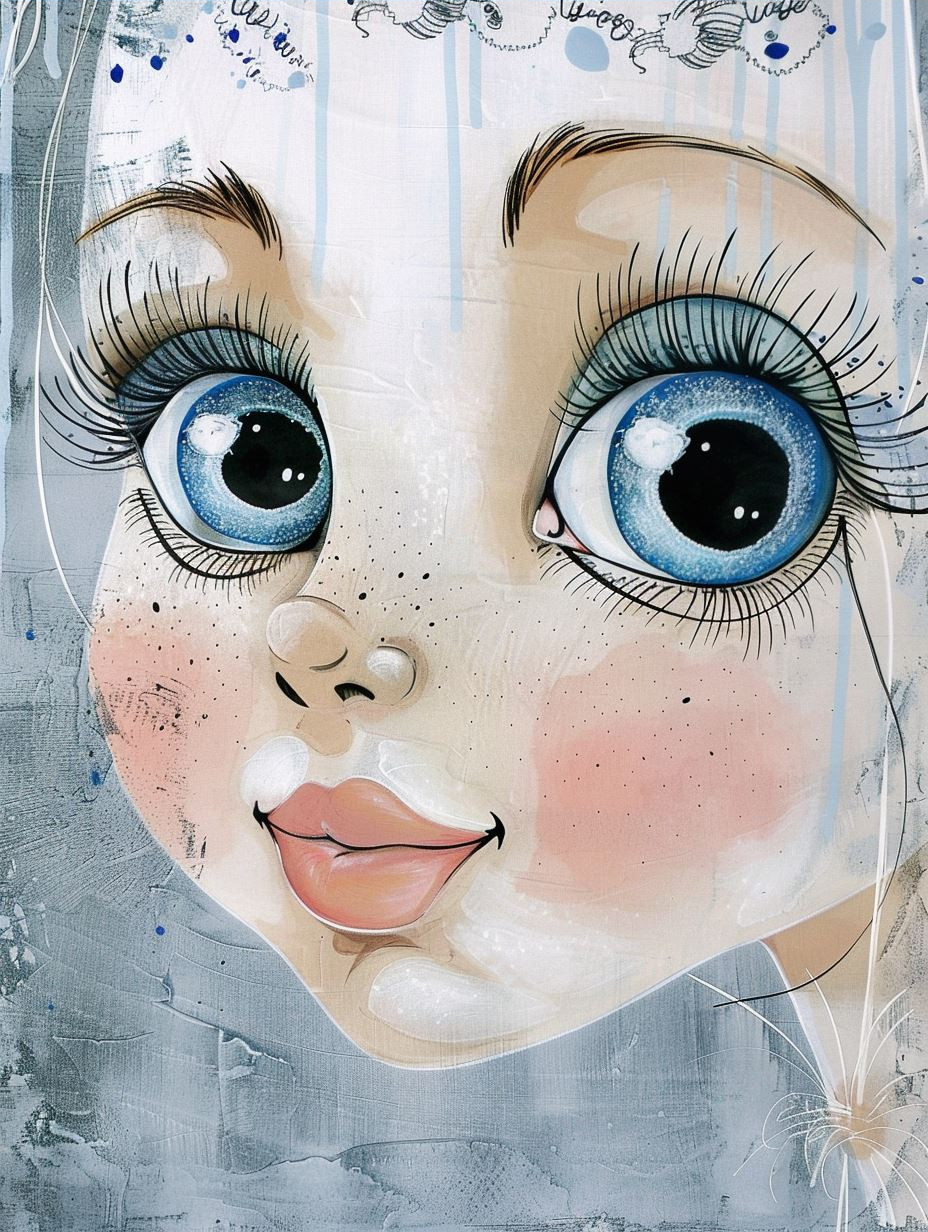 Whimsical Dreamy Blue Gaze - Image 3