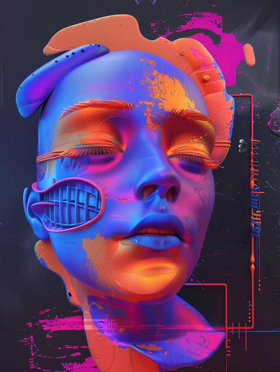 Neon Cybernetic Portrait Fusion - Image 4