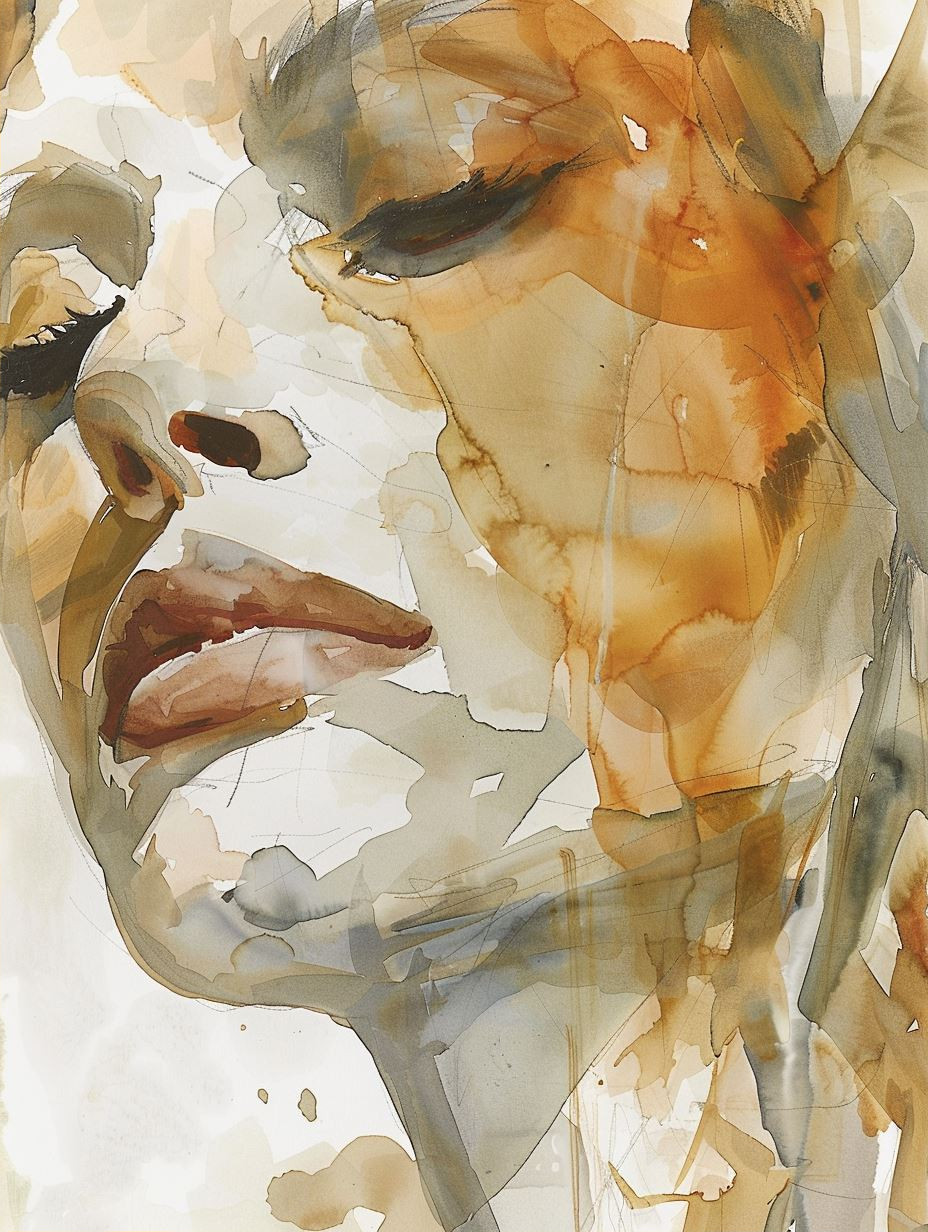 Ethereal Golden Watercolor Portraits - Image 2