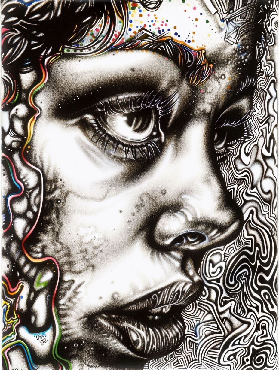 Psychedelic Monochrome Portrait Study - Image 4