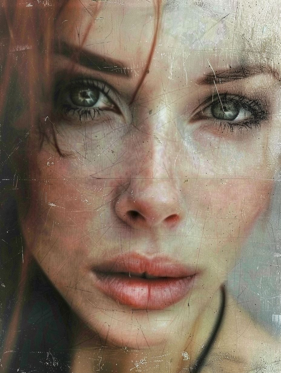 Weathered Gaze Through Cracked Glass - Image 1