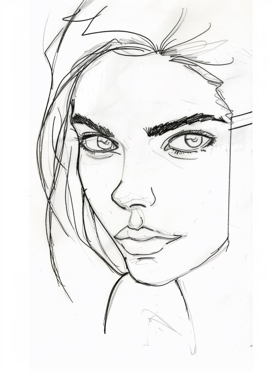 Elegant Pencil Portrait Study Sketches - Image 2