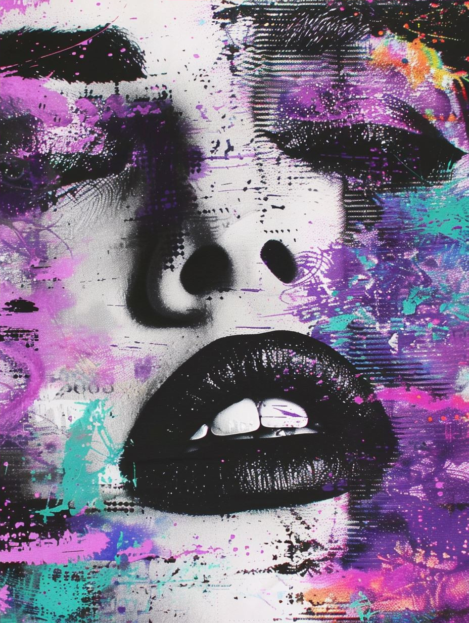 Neon Dreams: Abstract Portrait Collage - Image 4