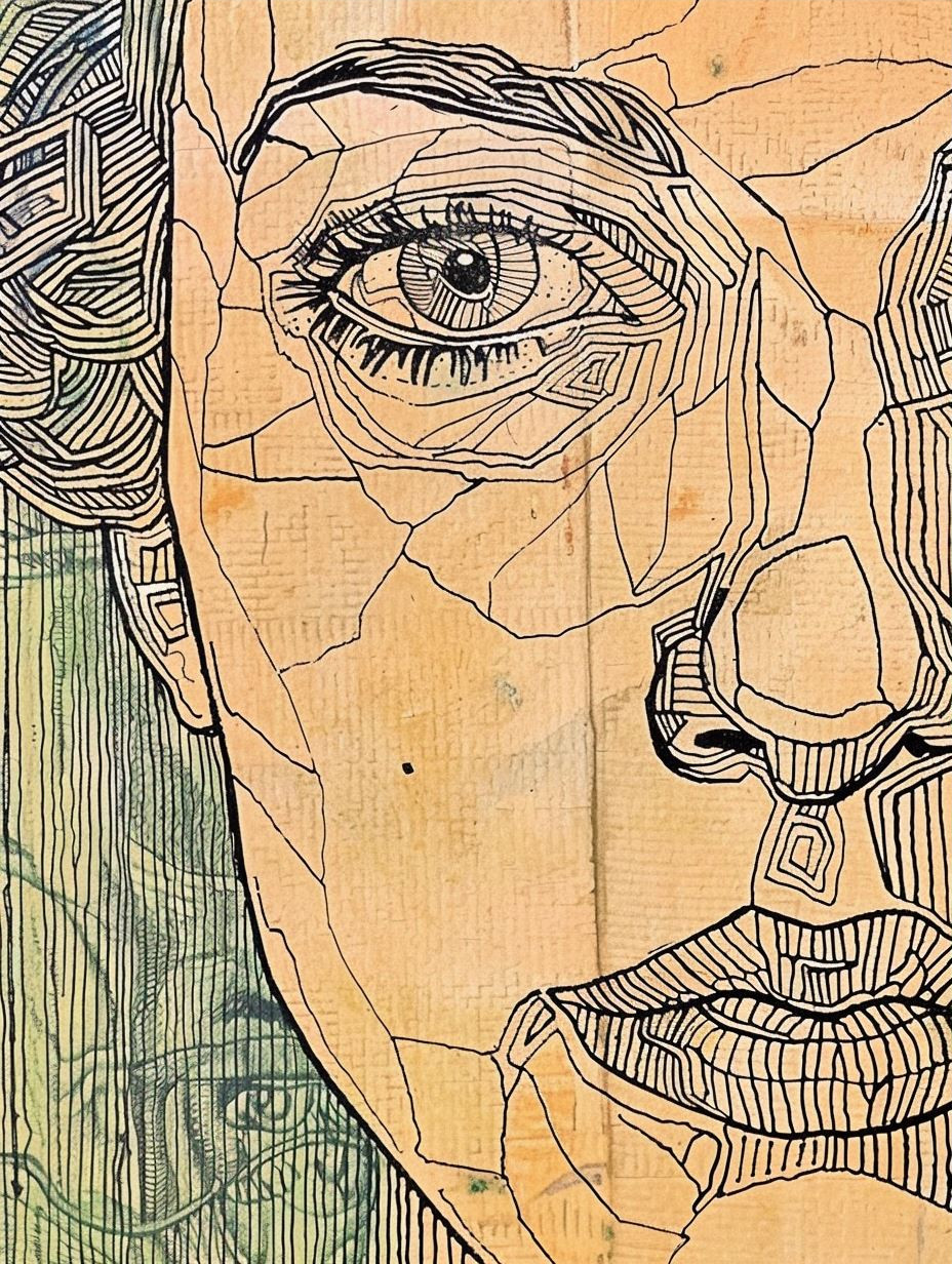 Intricate Linear Portrait Studies - Image 3
