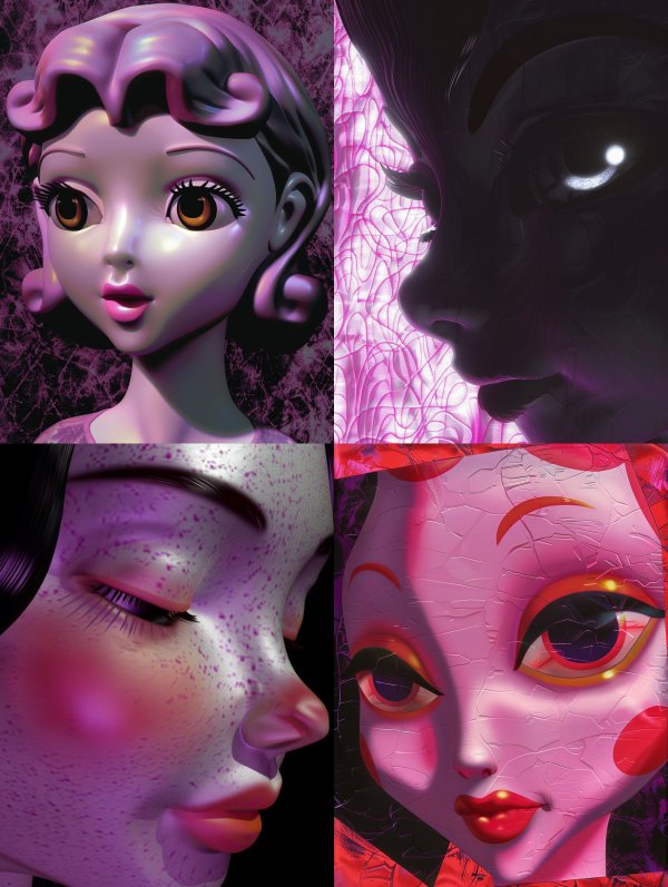 Surreal Neon Doll Portraits